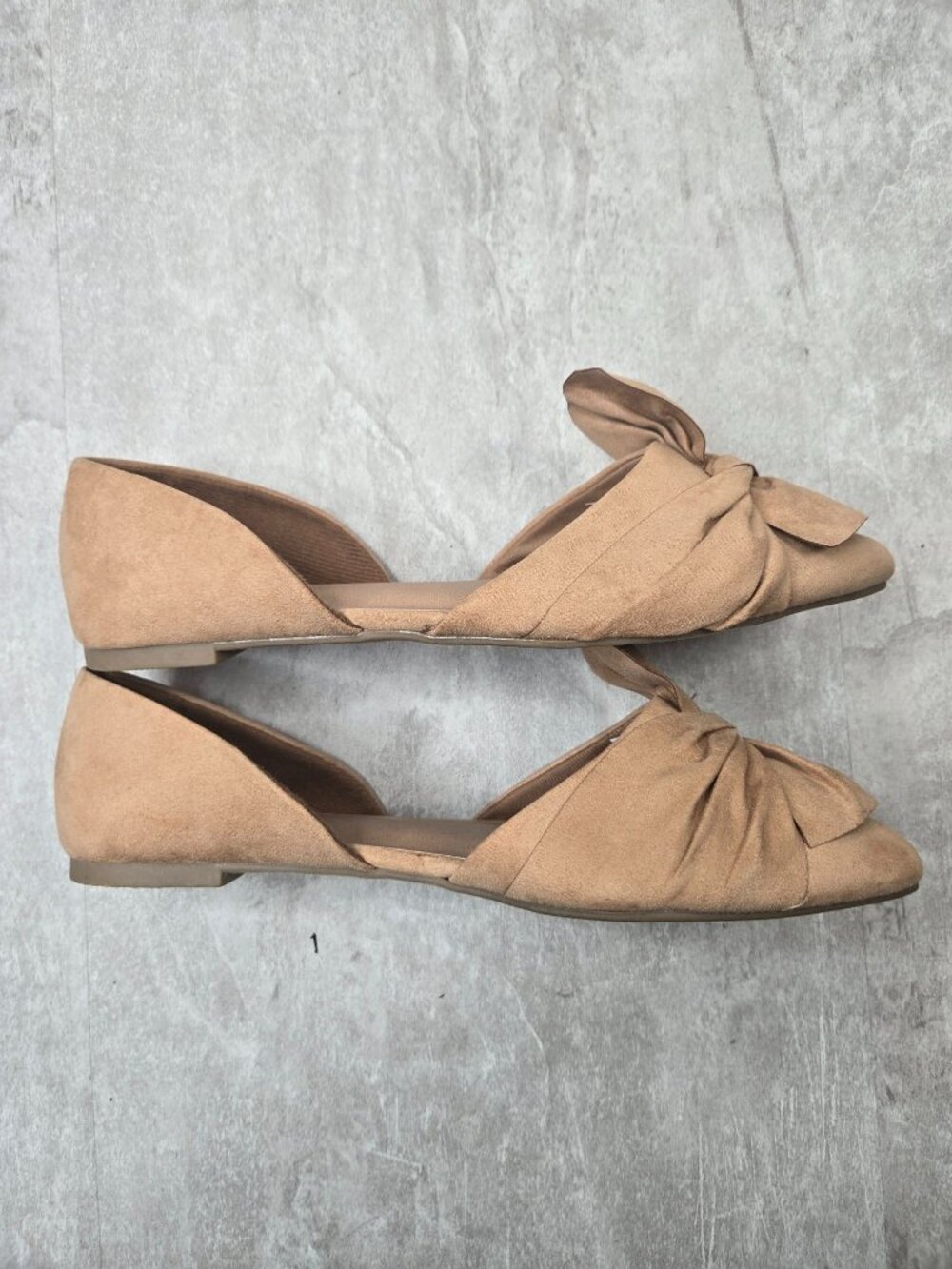 Torrid Knot Ballet Flat 11 Wide Fit Beige Pointed D'orsay Shoe Preppy Minimalist - Picture 5 of 11